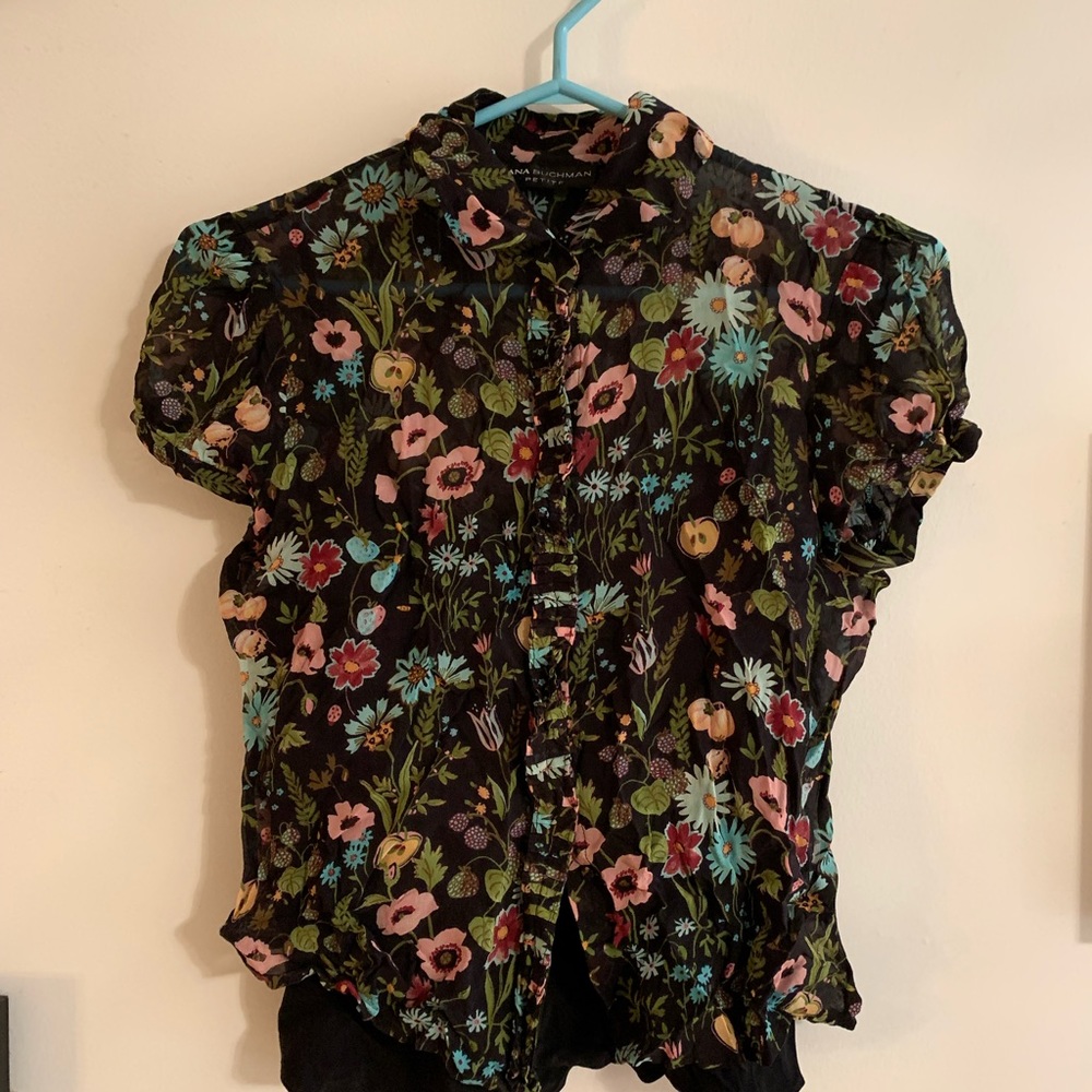 Dana Buchman petite silk floral blouse and camisole